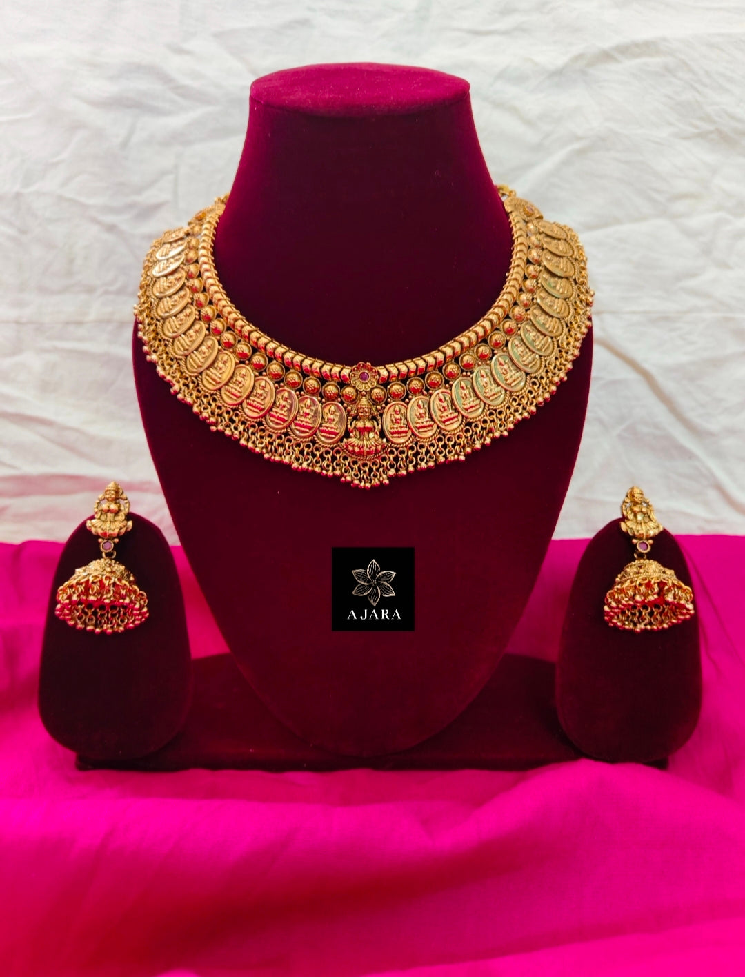 Temple Jewellery traditional coin necklace set