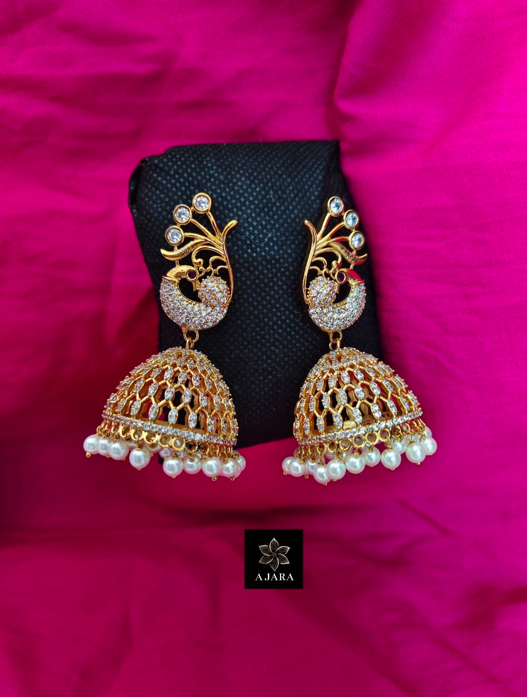 Kemp full stone Matte gold polish Jhumka