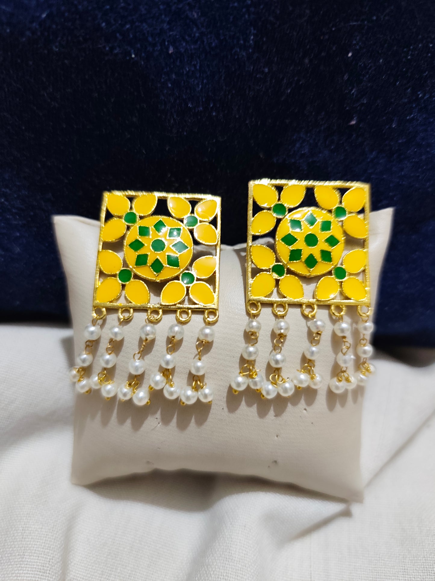 Traditional Silver plated Meenakari stud earrings