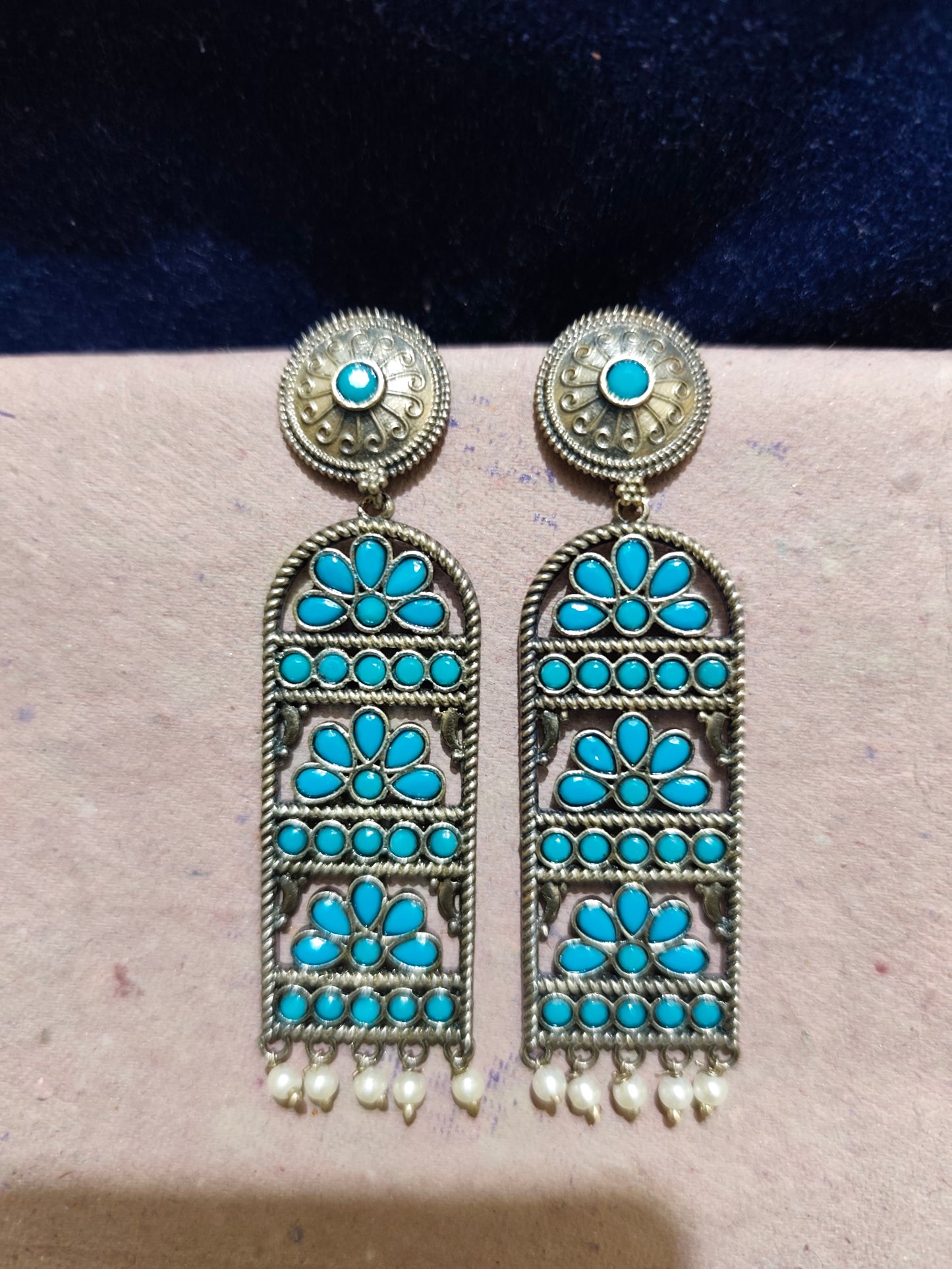 Designer teal blue earring