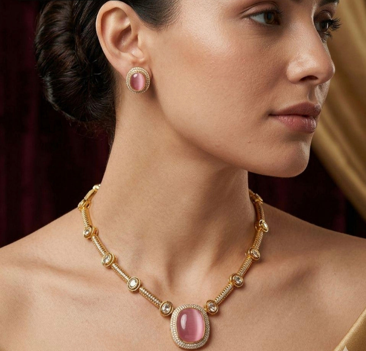 Pink stone choker