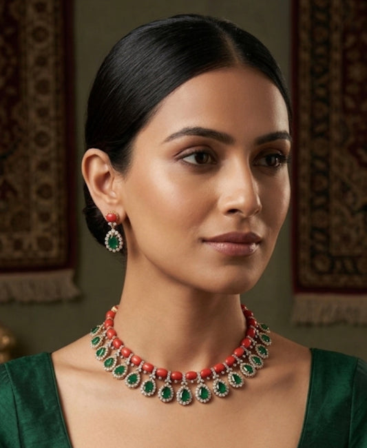 Cute emrald coral necklace