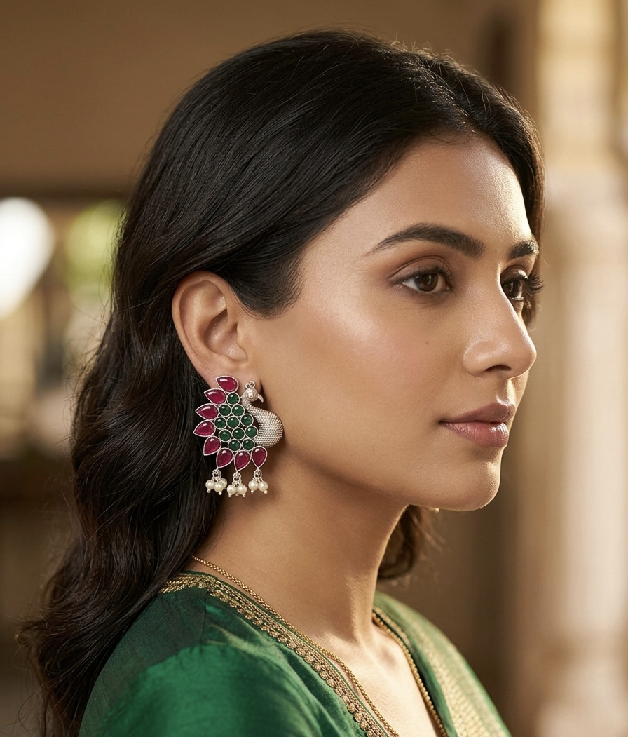 Mayura Peacock stud earrings