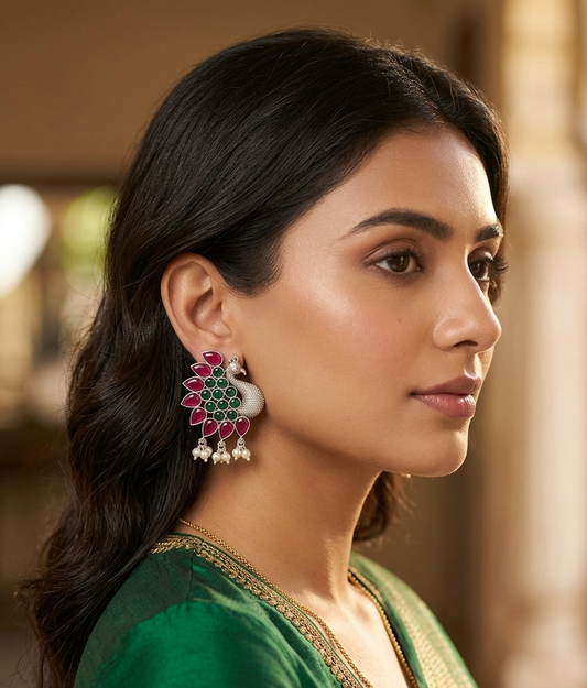 Mayura Peacock stud earrings