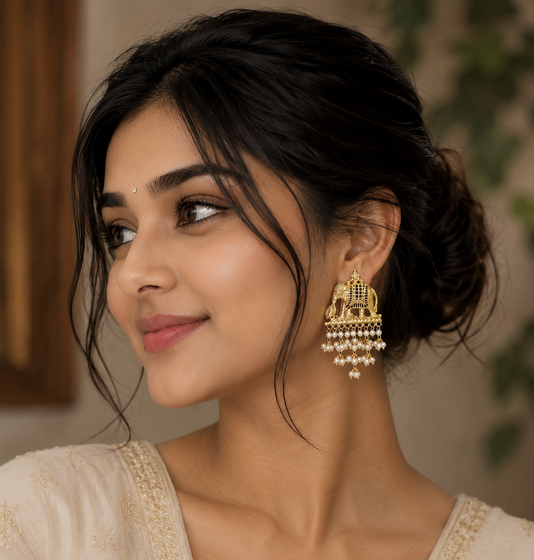 Gajanan Gold Dangler Earrings