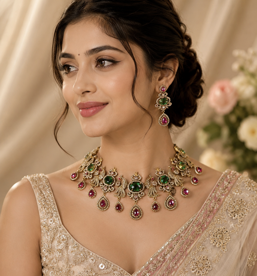 Peacock mosonaite necklace