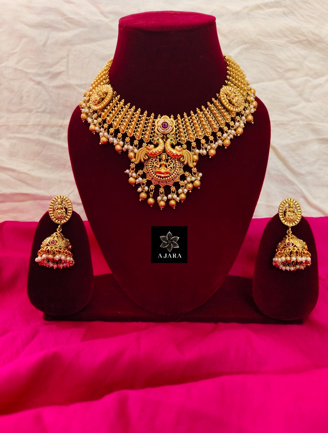 Temple jewellery necklace set with rajwadi polish