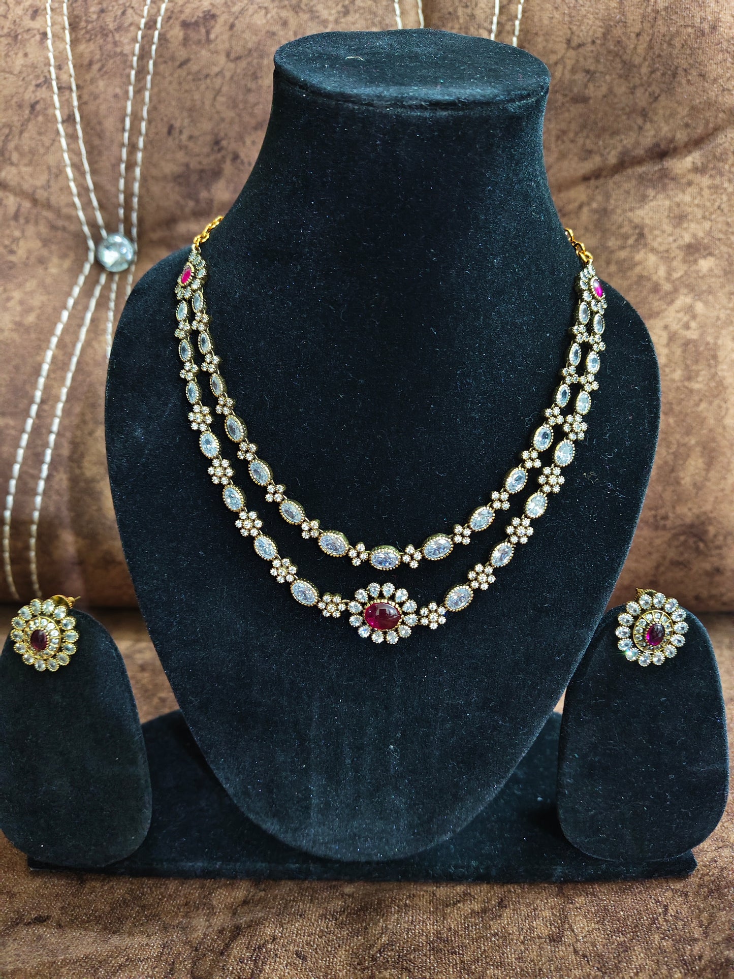 Two layer mosonaite necklace