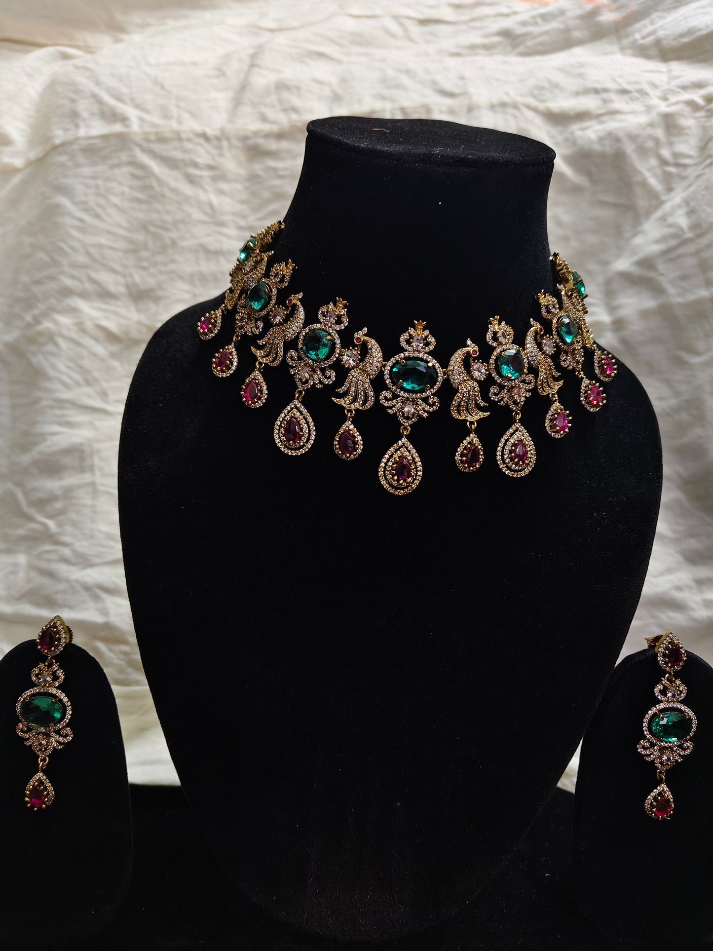 Peacock mosonaite necklace