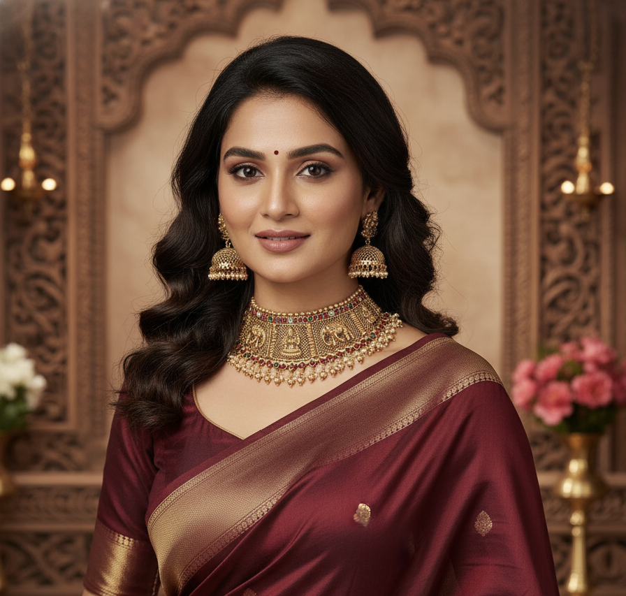 Temple jewellery designer necklace set