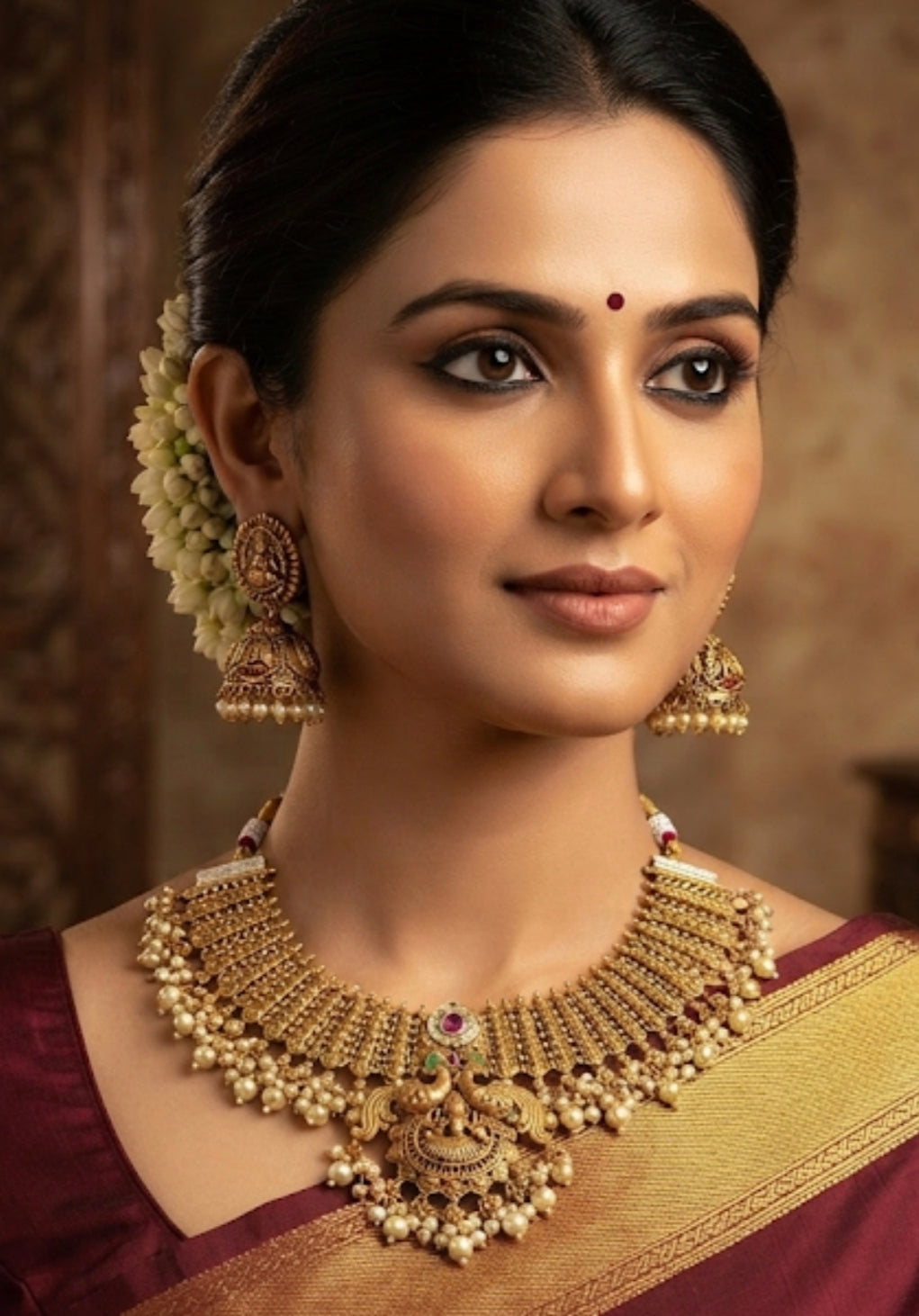 Temple jewellery necklace set with rajwadi polish