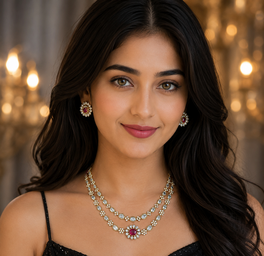 Two layer mosonaite necklace