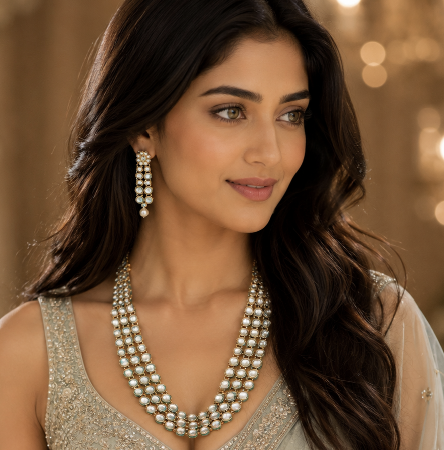 Kundan three liner set