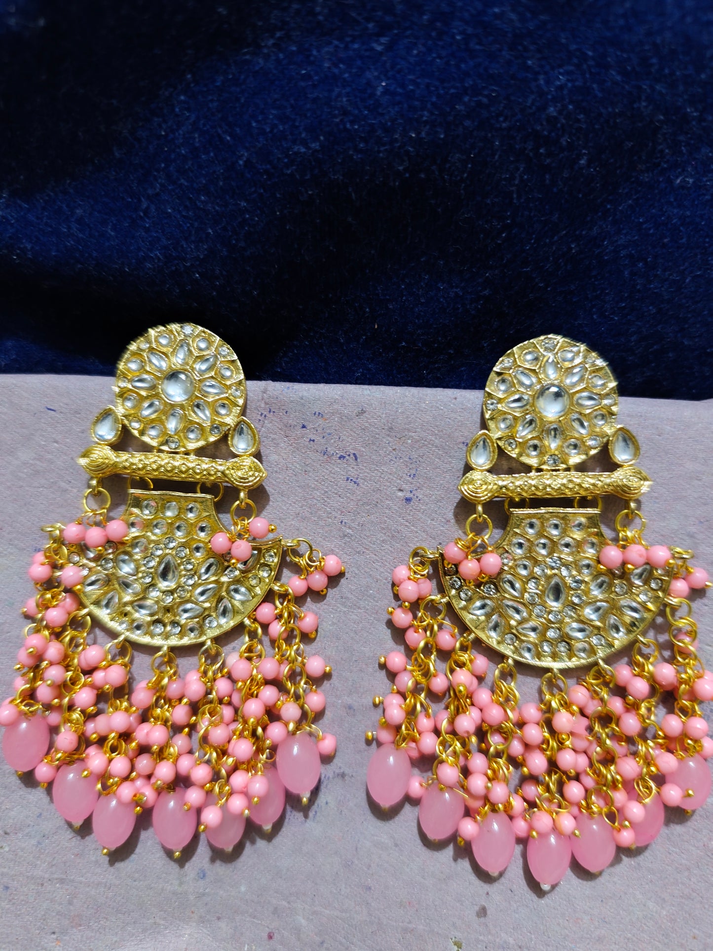 Gorgeous pink beads chandbali