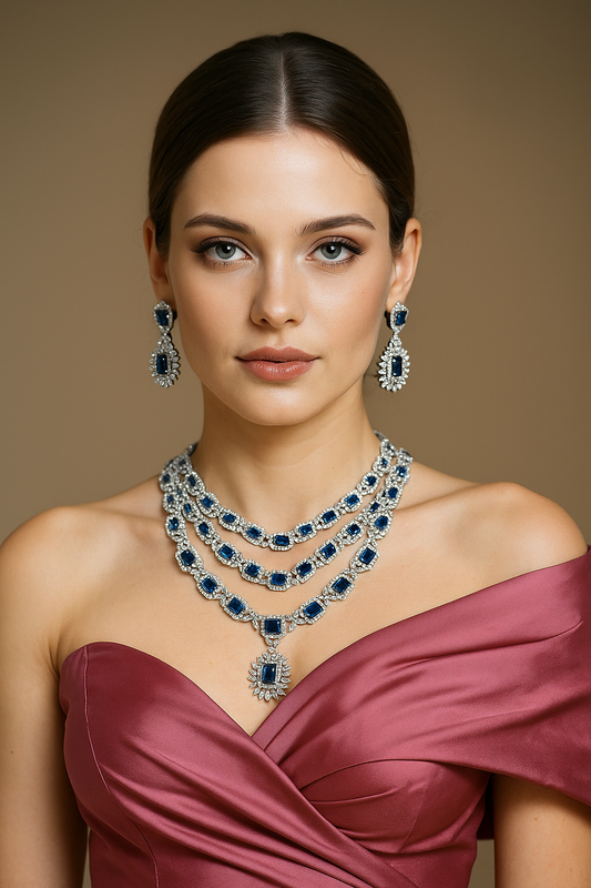 Elegant three layered diamond set