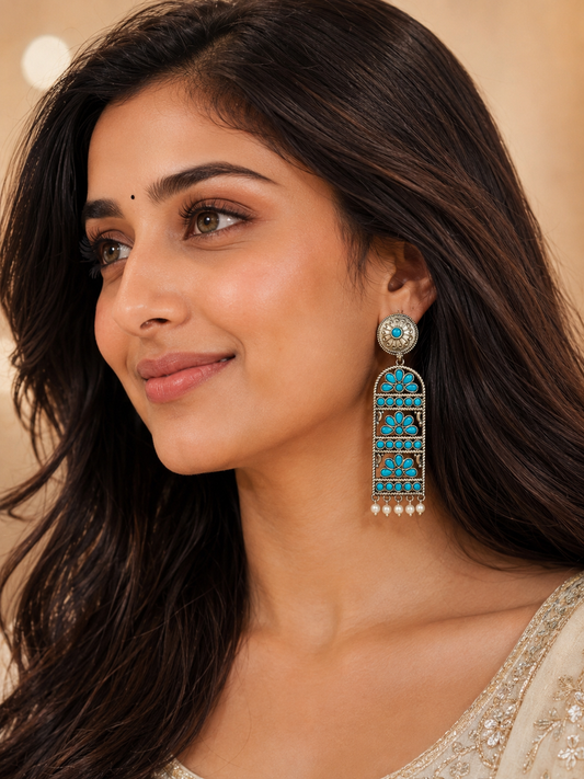 Designer teal blue earring